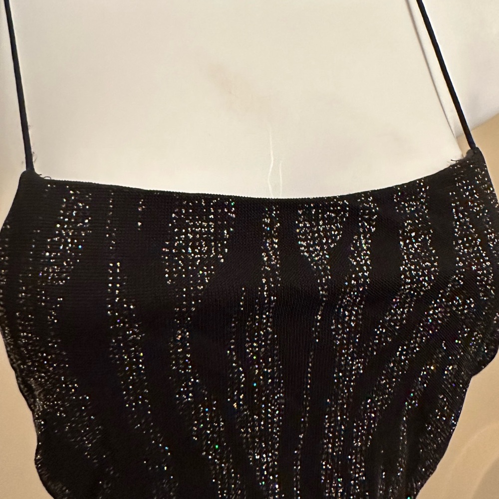 Vintage Backless Sparkly Zebra Print Top - image 8